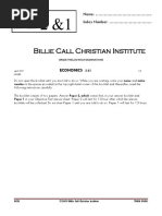 Billie Call Christian Institute: Economics