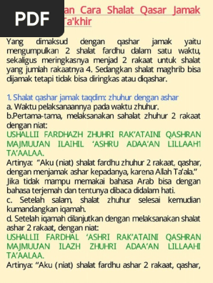 Tata Cara Sholat Jamak