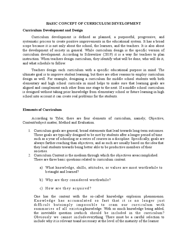 Basic Concepts of Curriculum Development | PDF | Curriculum | Design