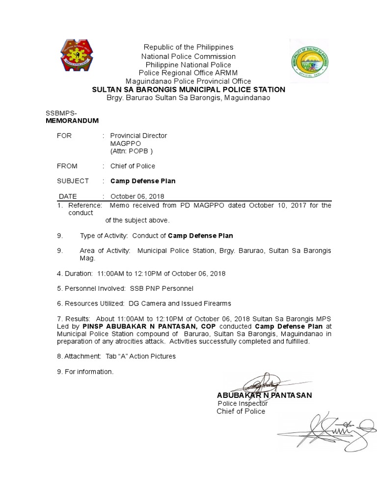 Camp Defense Plan Implementation | PDF