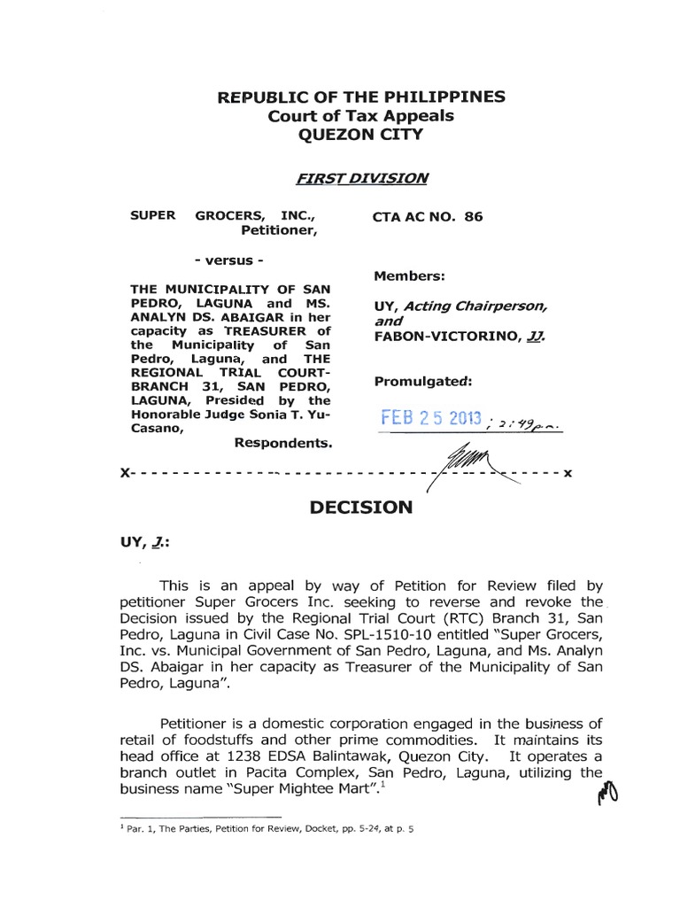 Republic of The Philippines Quezon City Court of Tax Appeals PDF