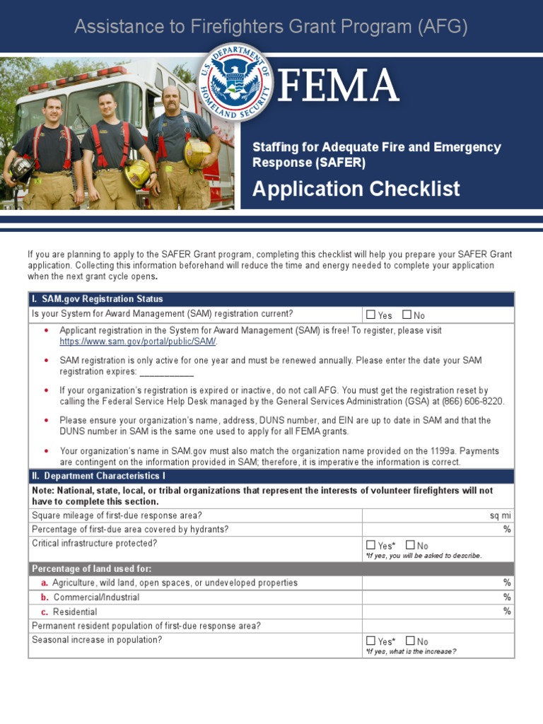 Application Checklist: Staffing For Adequate Fire and Emergency ...