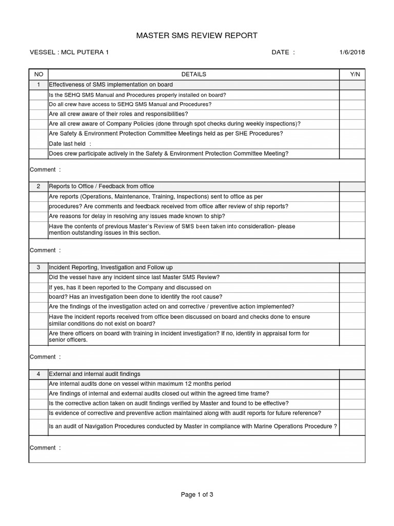 Master SMS Review Report for MCL Putera 1 | PDF | Audit | Internal Audit