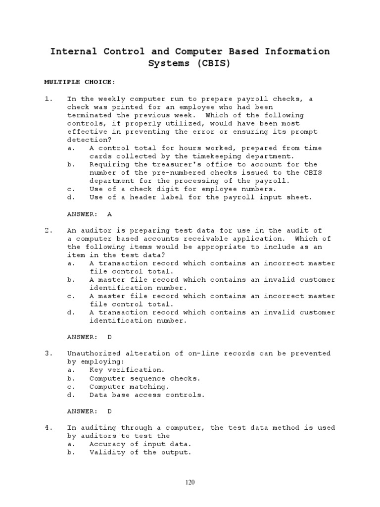 Internal Controls and Computer Based Information Systems (CBIS | PDF ...