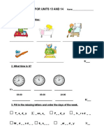 Brilliant 1 Test For Units 13 and 14 Vocabulary: Name