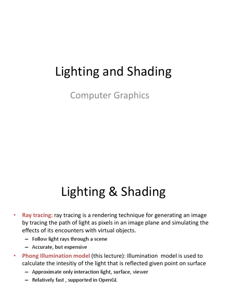 Lighting and Shading in Computer Graphics | PDF | Scientific Method ...