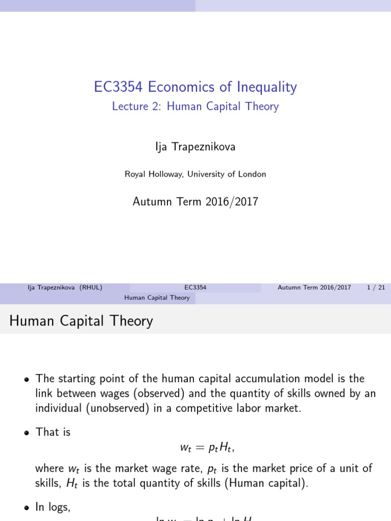 The Human Capital Theory | PDF | Human Capital | Ordinary Least Squares