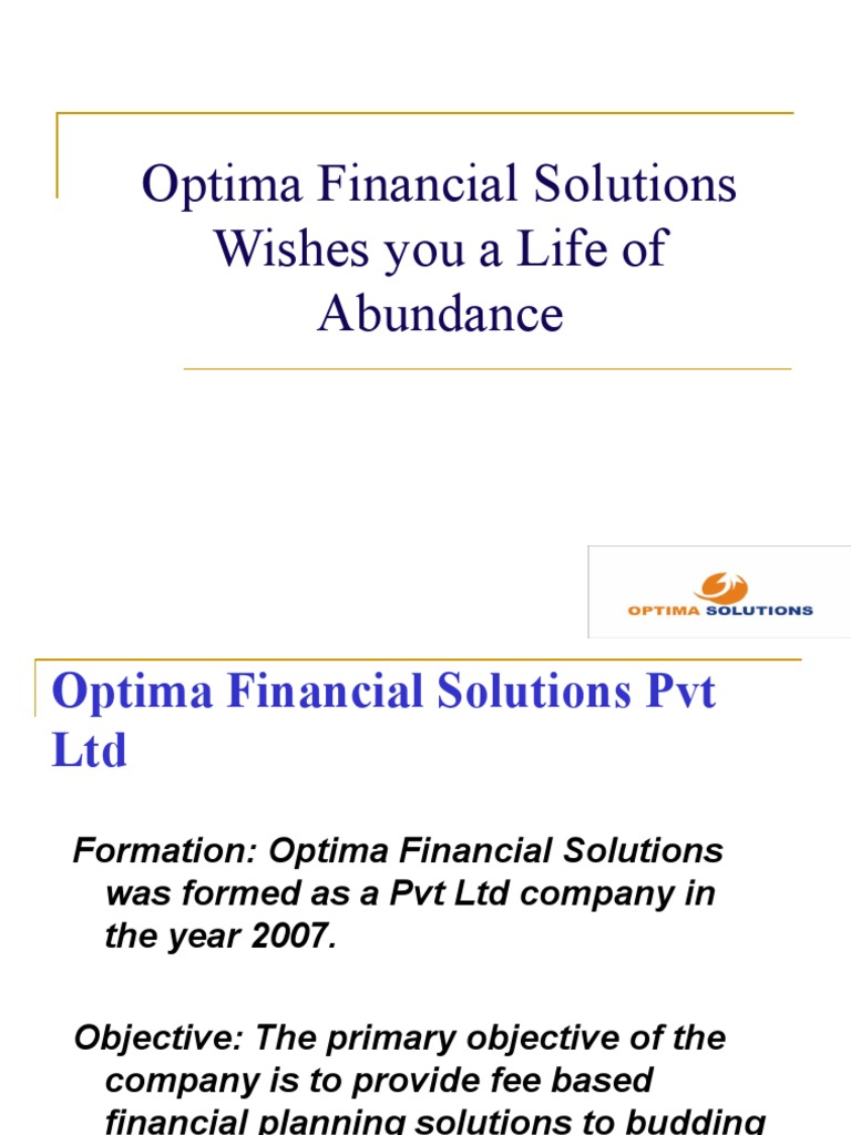 Optima Financial Solutions Overview | PDF | Investing | Financial Markets