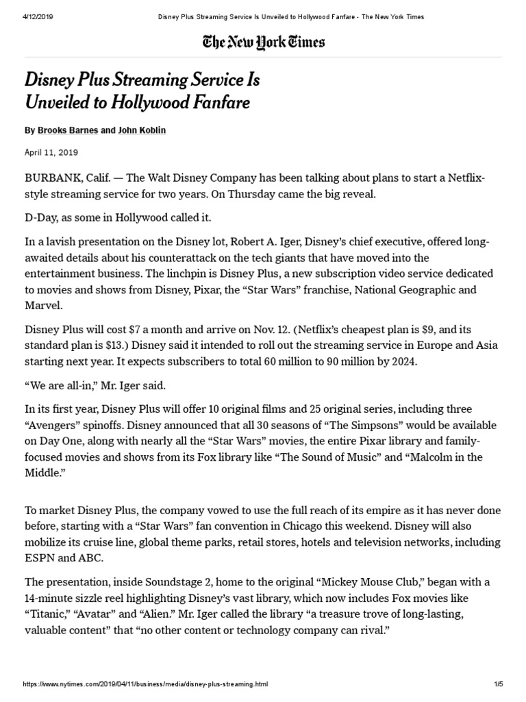 Disney Plus Streaming Service Is Unveiled To Hollywood Fanfare – QEFA