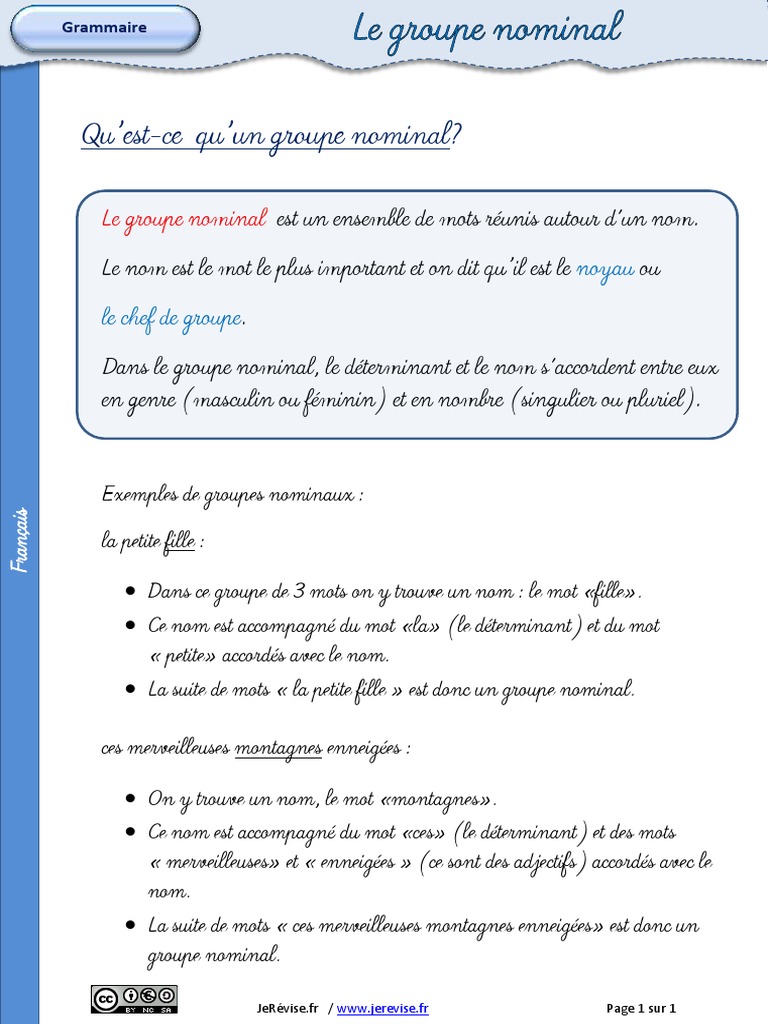 évaluation Groupe Nominal Cm2 Pdf Groupe Nominal Lecon - 3 PDF | PDF