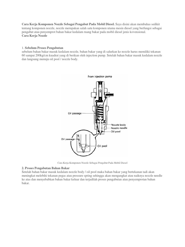 Cara Kerja Komponen Nozzle Sebagai Pengabut Pada Mobil Diesel Pdf