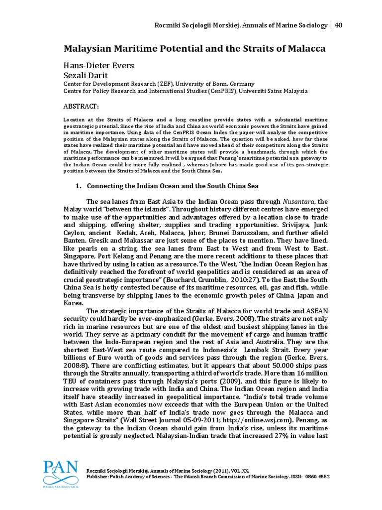 Malaysian Maritime Potential Analysis | PDF | Strait Of Malacca | Malaysia