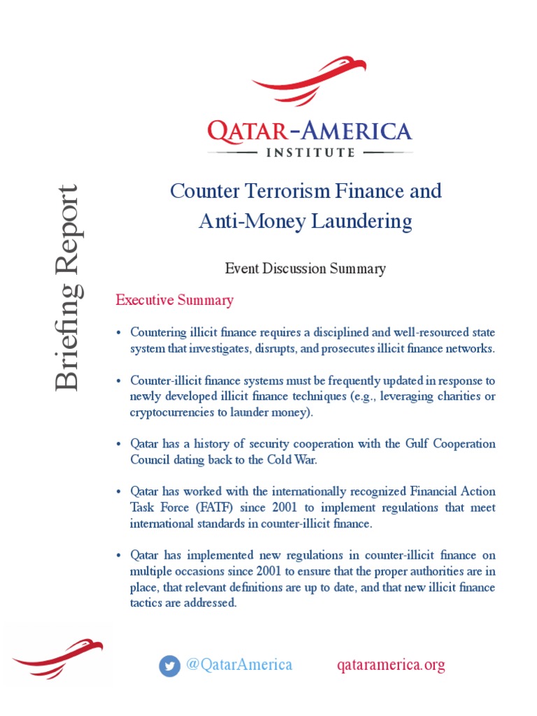 Counter Terrorism Finance and AntiMoney Laundering Executive Summary PDF Financial Action