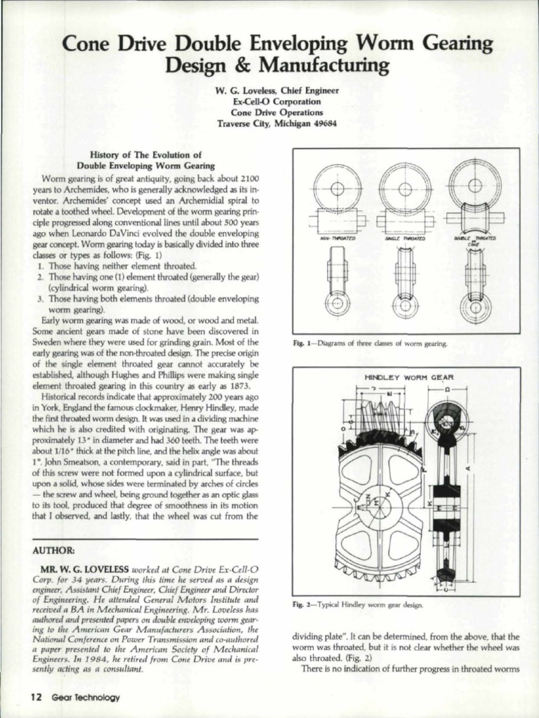 Double Enveloping Worm Gear Sets PDF Gear Mechanical Engineering