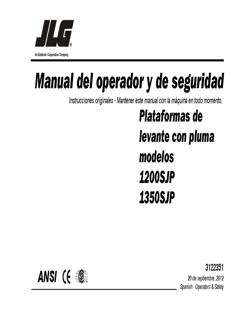 JLG 1350SJP Manual de Operaciones PDF PDF Soldadura Construcción