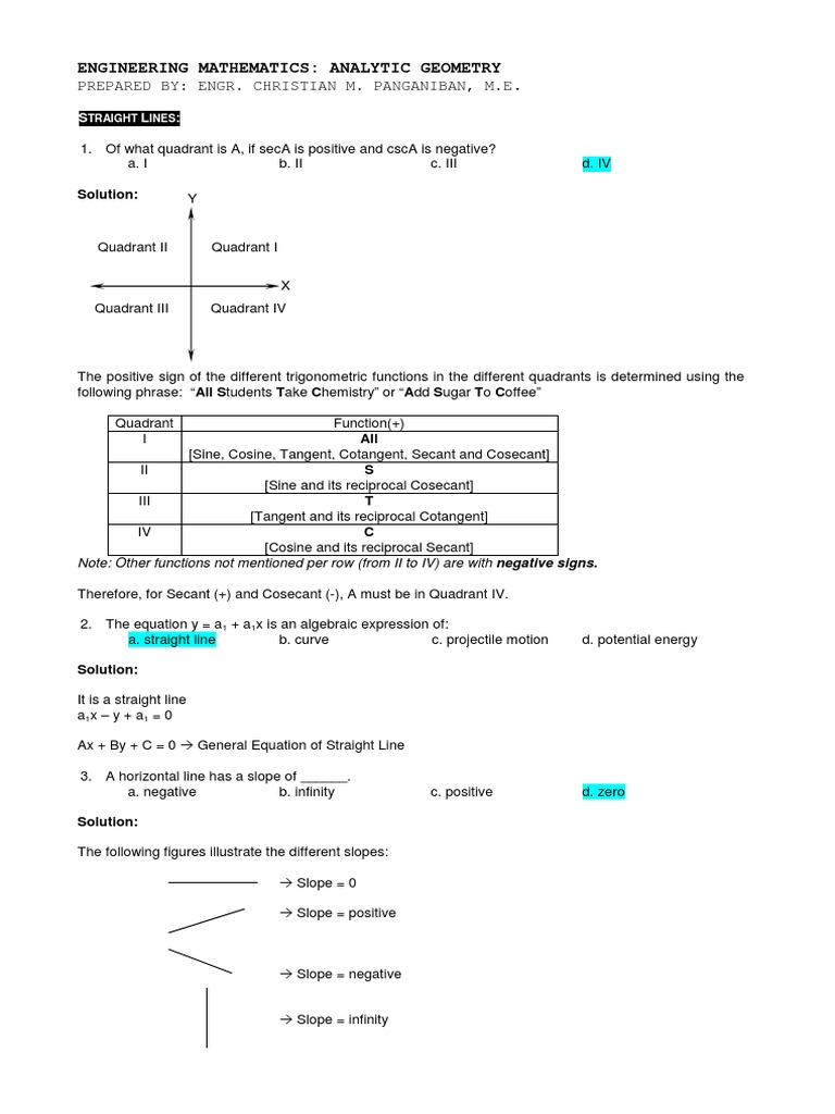 Analytic Geometry - Solutions | PDF | Trigonometric Functions | Ellipse
