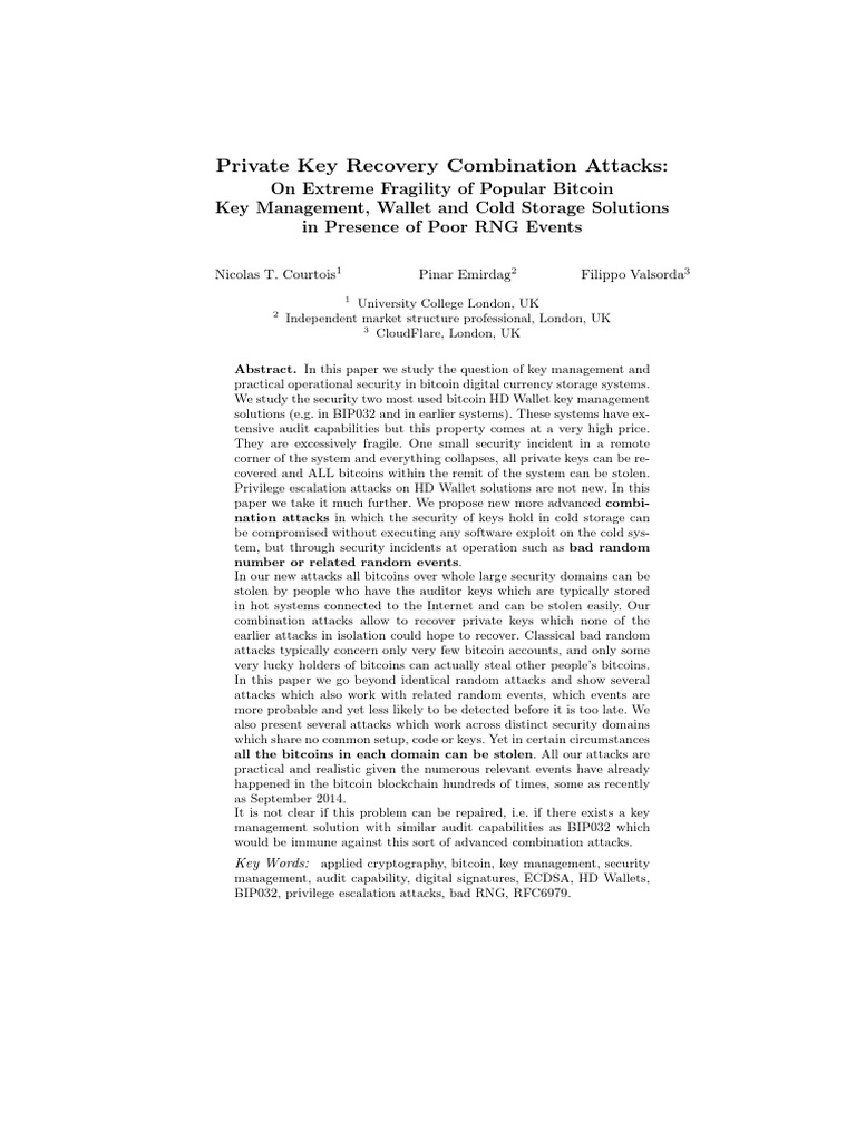 Private Key Recovery Combination Attacks | PDF | Bitcoin | Public Key  Cryptography