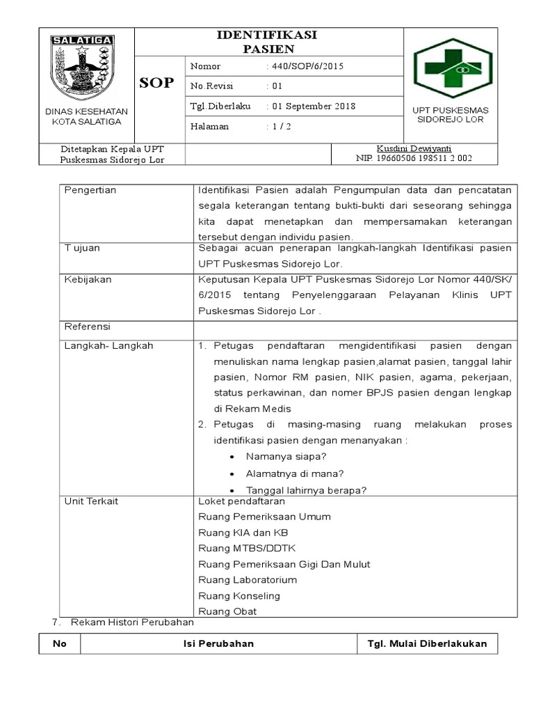 2 Sop Identifikasi Pasien 2022 2 Sop Identifikasi Pasien 2022