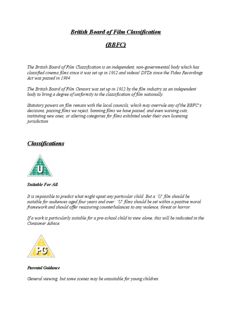 British Board of Film Classification | PDF | Cinema | Public Sphere