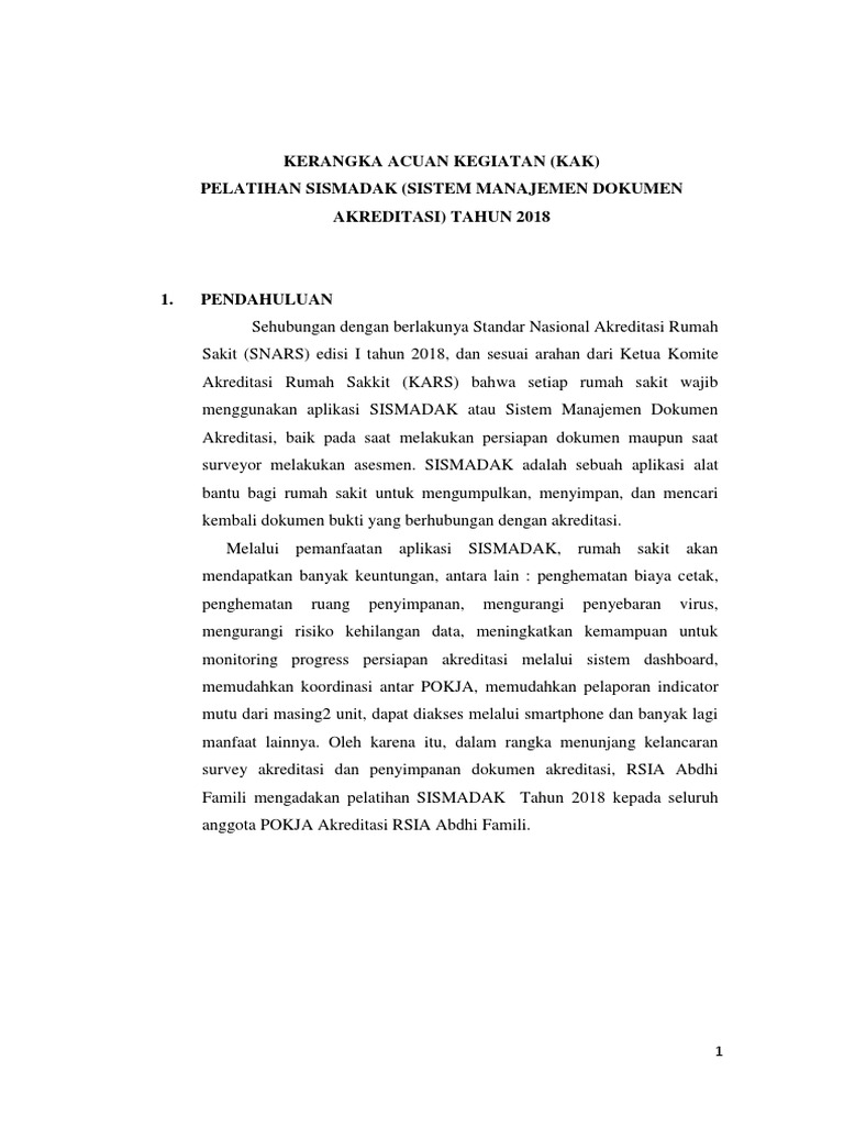 Kegiatan Pelatihan SISMADAK 2018 | PDF | Bisnis | Teknologi & Rekayasa