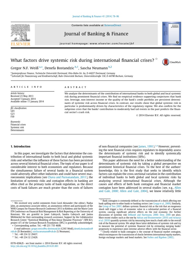 Determinants of Systemic Risk in Crises | PDF | Systemic Risk ...