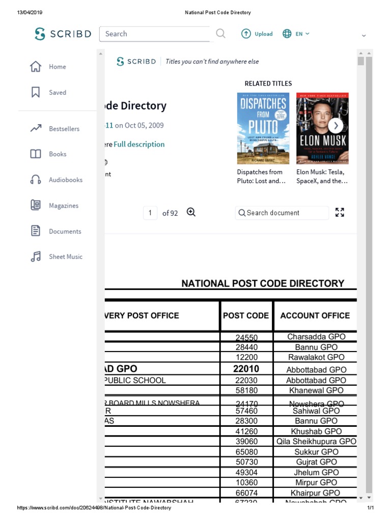 National Post Code Directory: Download | PDF | Elon Musk | Space X