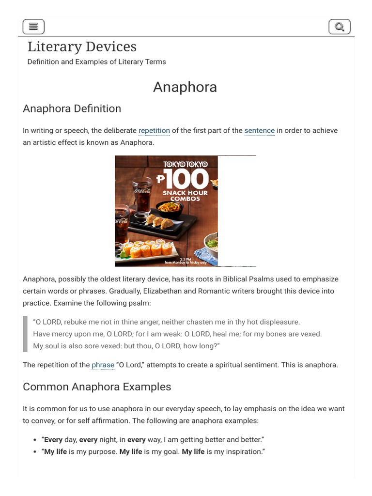 Anaphora - Examples and Definition of Anaphora | Poetry
