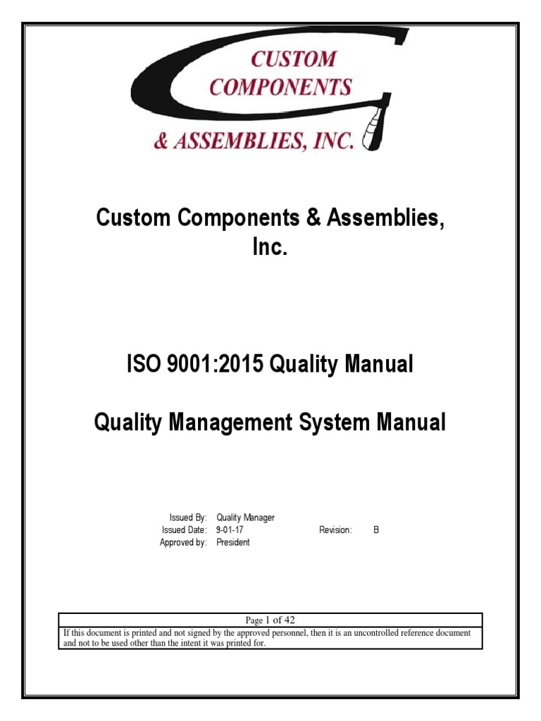 Quality Manual ISO 9001 2015 PDF Quality Management System Audit