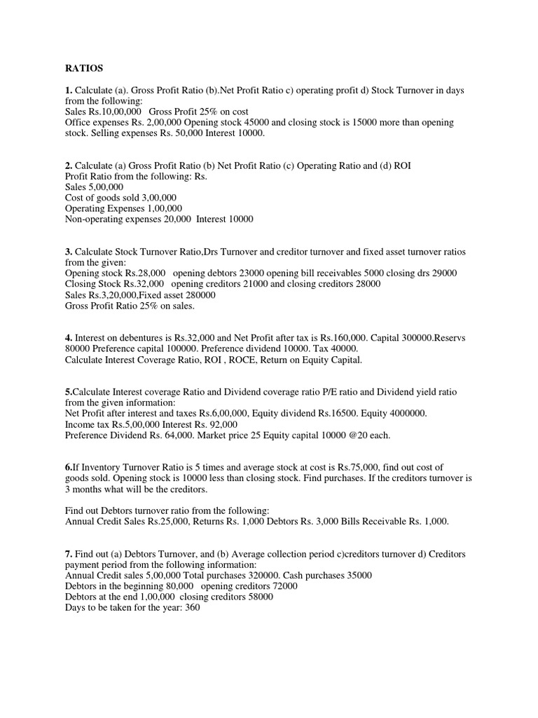 CH 2 Ratio Problems | PDF | Revenue | Dividend