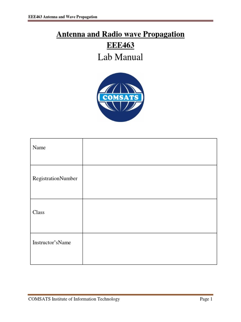 Lab Manual Antenna and Radio Wave Propagation EEE463 PDF Antenna