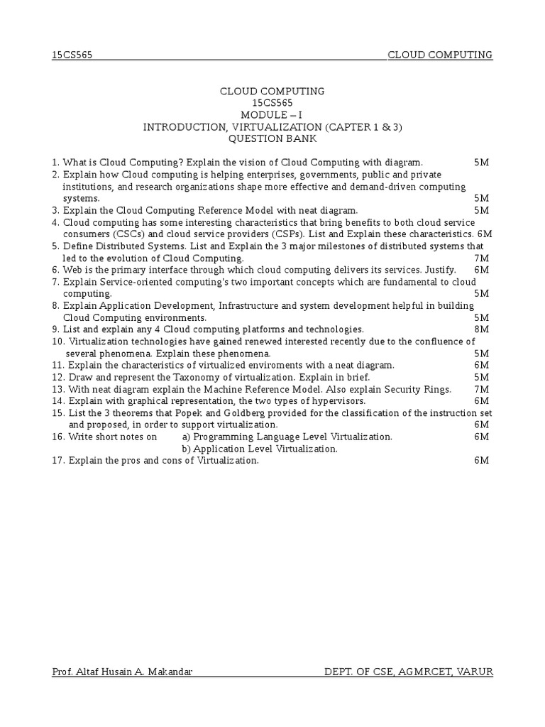 Cloud Computing & Virtualization Q&A | PDF | Cloud Computing ...
