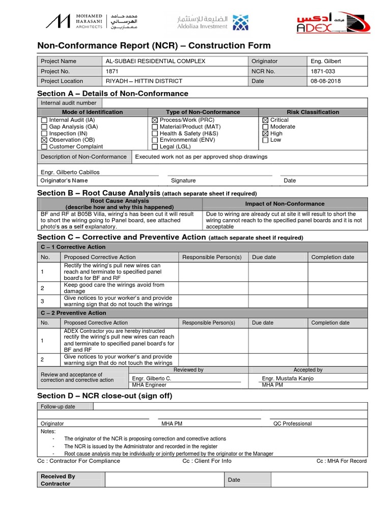 NCR 22 22  PDF  Business Intended For Ncr Report Template