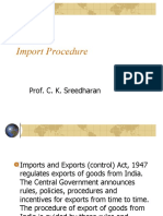 Import Procedure: Prof. C. K. Sreedharan