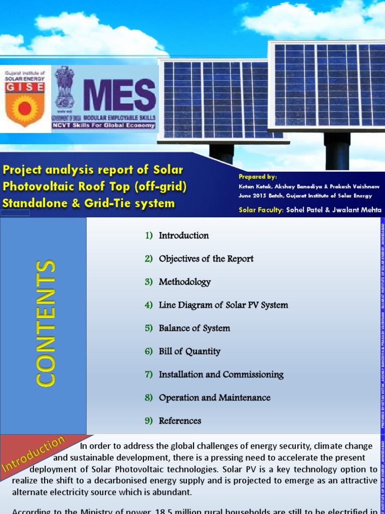 Analysis and Design of an Off-Grid Solar Photovoltaic Roof Top System ...