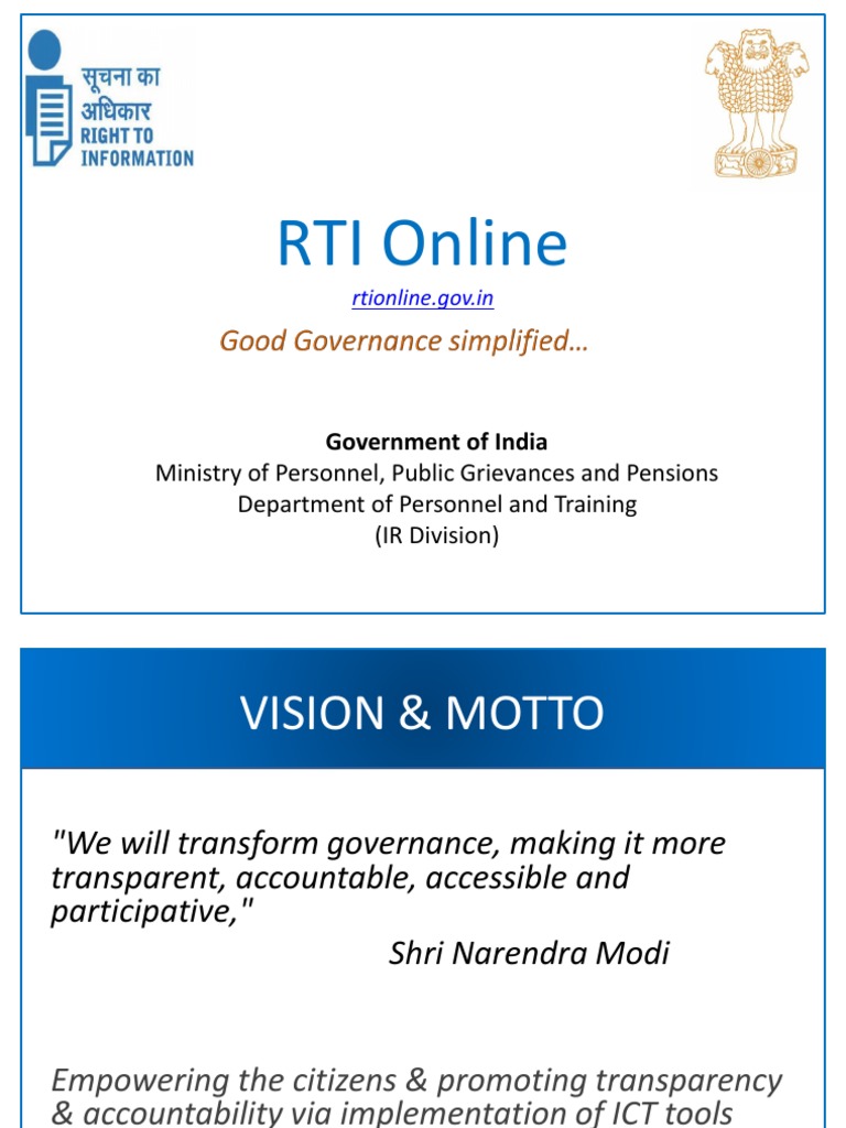 RTI Online Portal Overview and Benefits | PDF | Government | Business
