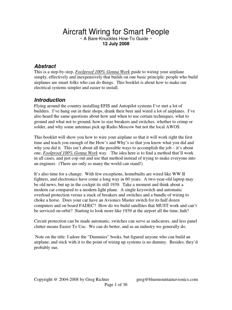 Aircraft Wiring12july2008 | PDF
