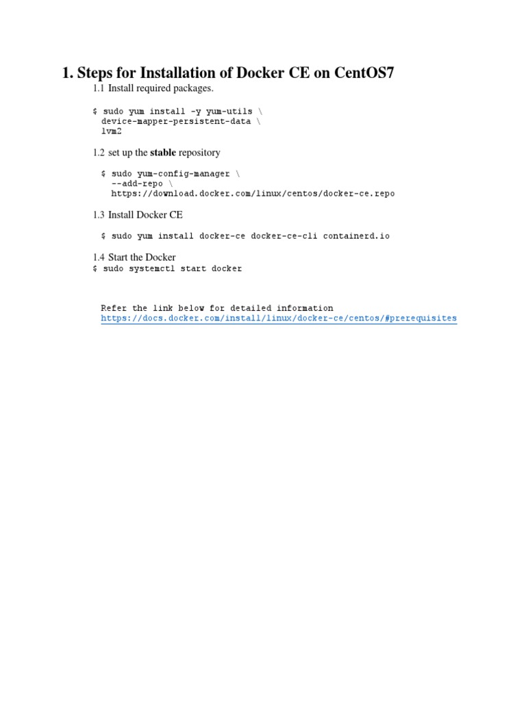Steps For Installation of Docker CE On CentOS7 - V2 | PDF | Computers