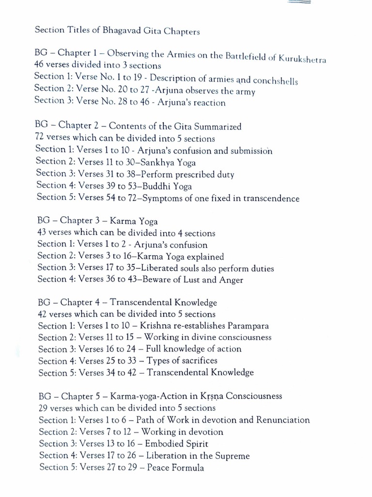 Bhagavad Gita Chapter Summaries | PDF | Bhagavad Gita | Āstika
