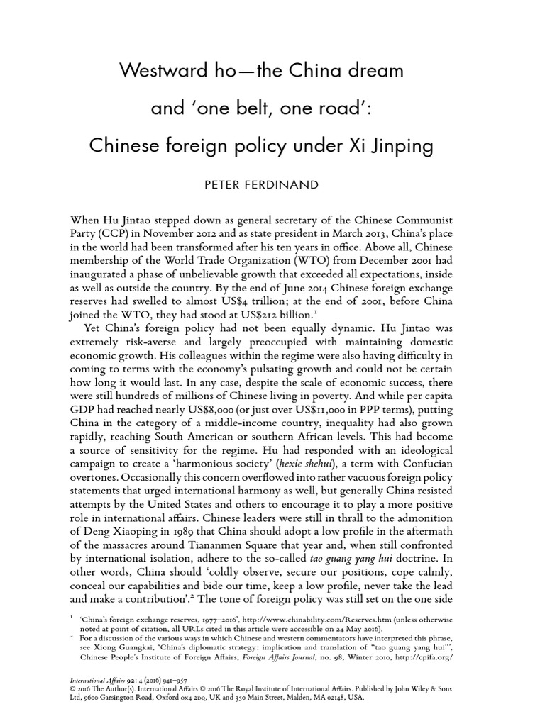 Chinese Foreign Policy Under Xi Jinping | PDF | China | World Politics