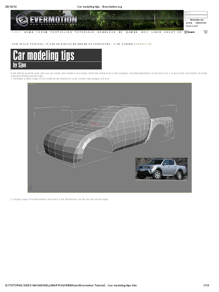 Car Modeling Tips - Evermotion | PDF | Autodesk 3ds Max | Vertex (Geometry)