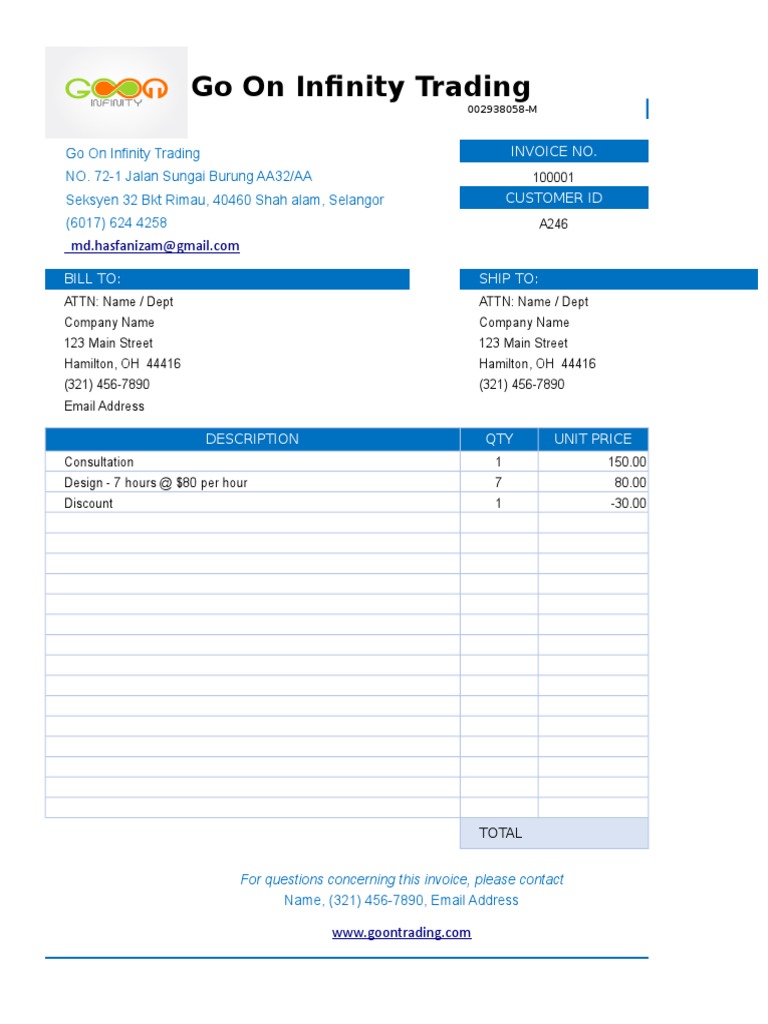 Go On Infinity Trading: Billing Invoice | PDF
