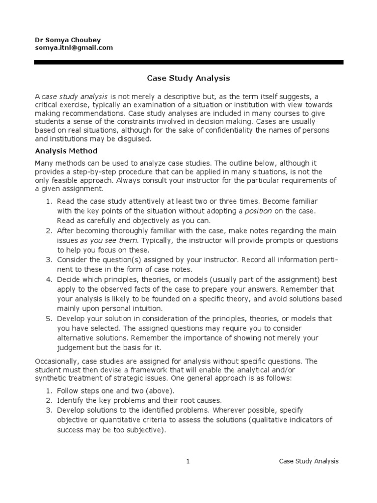 Case Study Analysis Case Study Abstract (Summary)