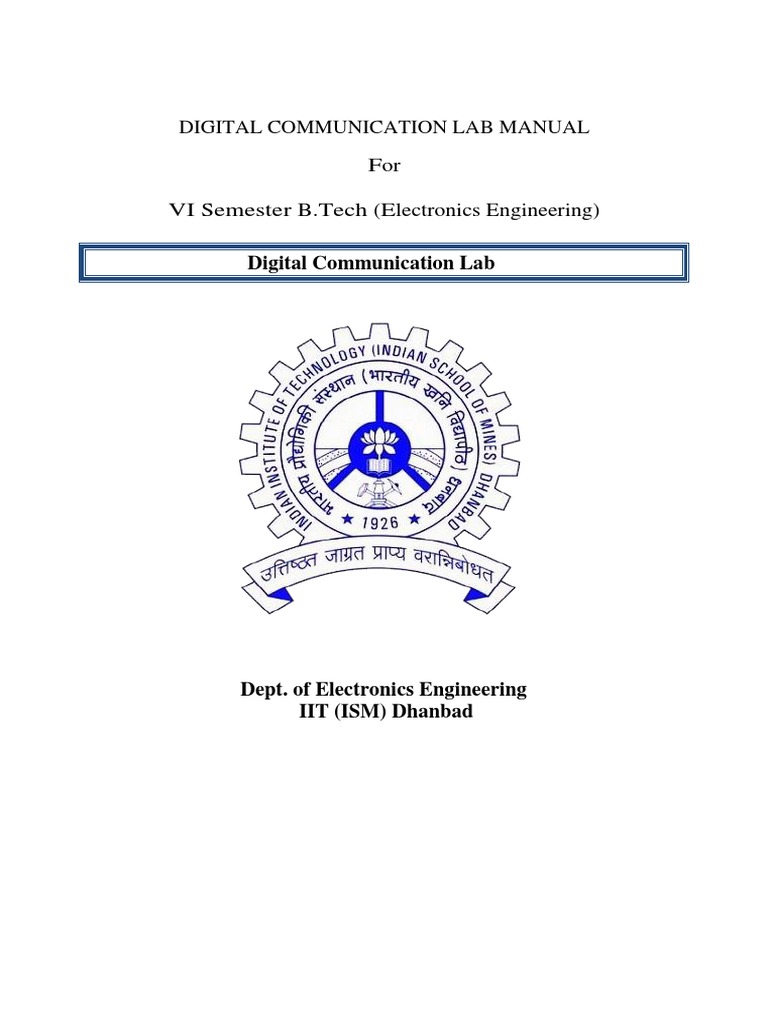 Digital Communication Lab Manual For VI Semester B.Tech (Electronics