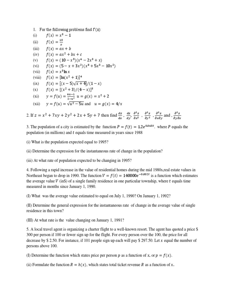 Derivatives and Economic Functions Analysis | PDF | Economic Surplus ...