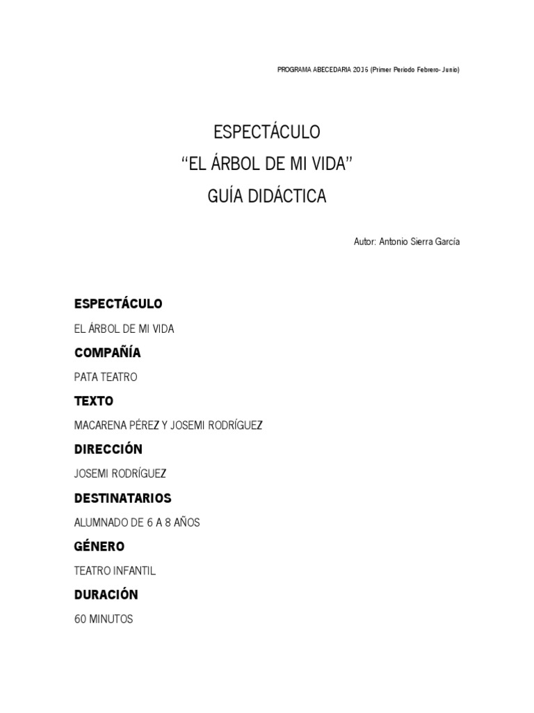 Guía Didáctica El Árbol de Mi Vida | PDF | Teatro | Vida
