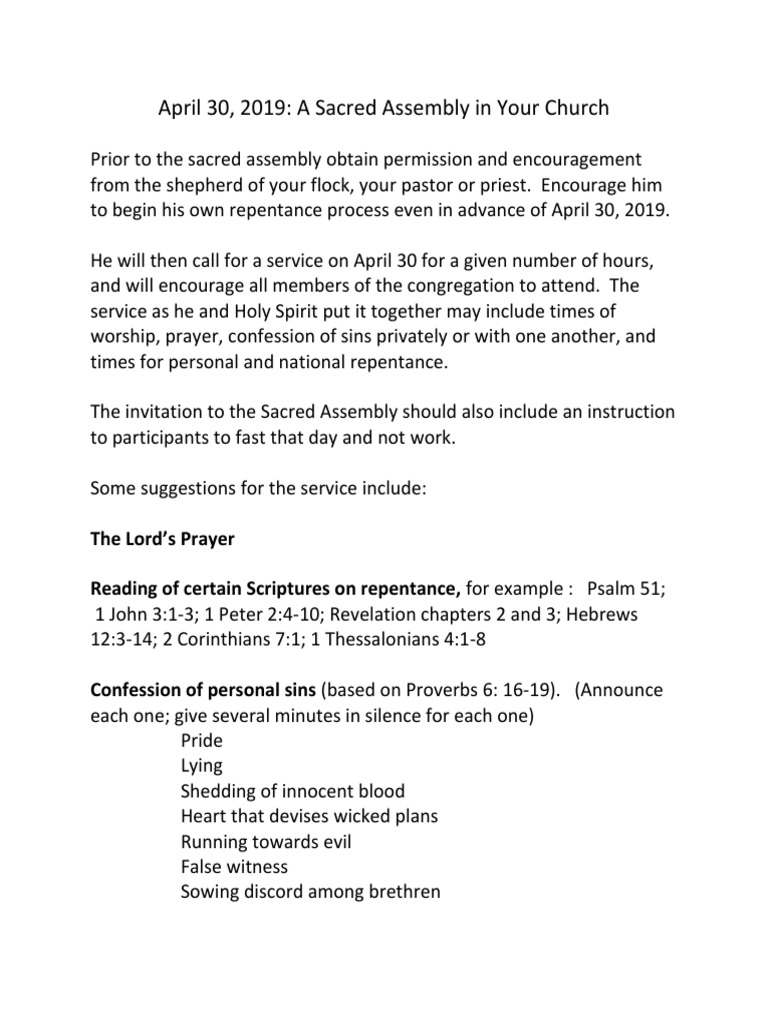 Sacred Assembly Service Guidelines | PDF