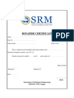 Bonafide Certificate: .. .. HOD Department of Mechanical Engineering SRM Ist, NCR Campus