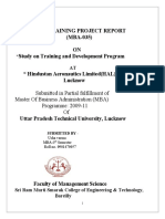 Summer Training Project Report (MBA-035) ON Study On Training and Development Program " Hindustan Aeronautics Limited (HAL) " Lucknow