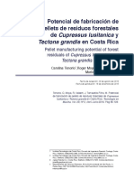 Tectona Grandis en Costa Rica: Potencial de Fabricación de Pellets de Residuos Forestales de Cupressus Lusitanica y
