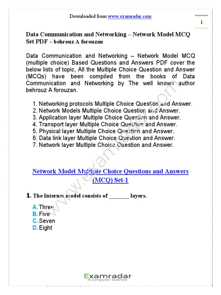 Network Model Multiple Choice Questions and Answers (MCQ) Sets Covering